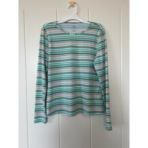 Lands End Women’s Long Sleeve Striped Rash Guard Top Size S